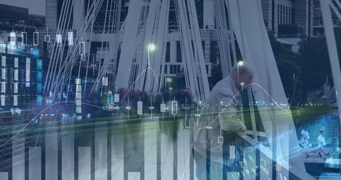 Digital Financial Data Overlay on Urban Scene - Download Free Stock Images Pikwizard.com
