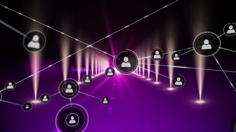 Futuristic Digital Network Connections on Glowing Background