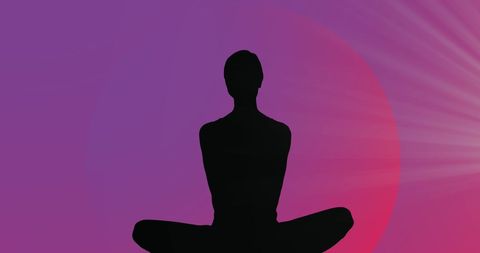 Silhouette of Woman Meditating in Peaceful Purple Horizon - Download Free Stock Images Pikwizard.com
