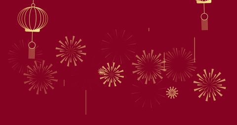 Chinese New Year Lanterns and Fireworks Festive Design