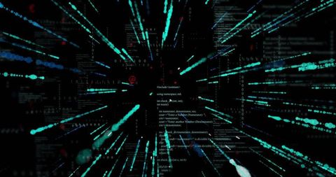 Streaming Teal Code Streaks Racing Through Virtual Data Tunnel for Cybersecurity and Tech