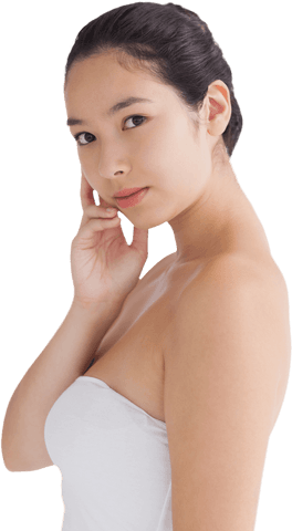 transparent beauty portrait of woman touching face naturally - Download Free Stock Videos Pikwizard.com