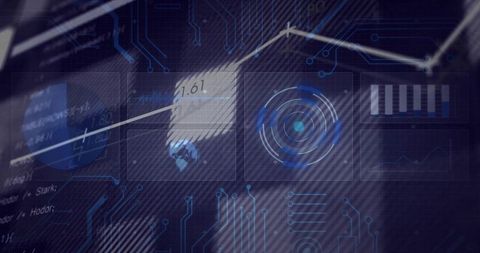 Receiving live data HUD with rising 1.61 line on translucent futuristic tech dashboard