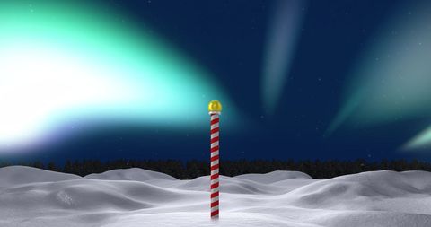 North Pole and Northern Lights Winter Christmas Scene