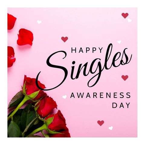 Happy Singles Awareness Day with Red Roses on Pink Background - Download Free Stock Templates Pikwizard.com