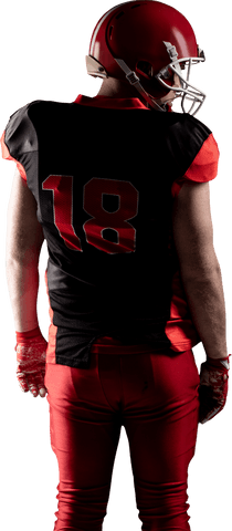 Transparent Rear View of American Football Player in Helmet and Uniform