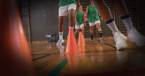 Dynamic Basketball Drill Training in Gym with Teamwork