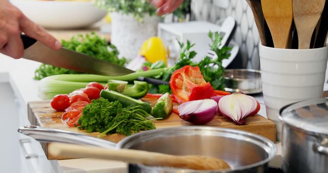 Preparing Fresh Vegetables for Cooking on Kitchen Countertop - Download Free Stock Images Pikwizard.com