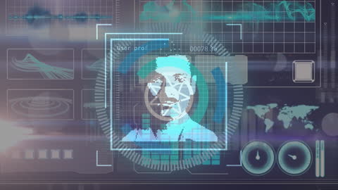 AI Facial Recognition and Data Analysis Concept