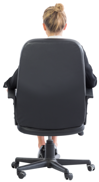 Transparent background blonde businesswoman sitting on swivel chair - Download Free Stock Videos Pikwizard.com