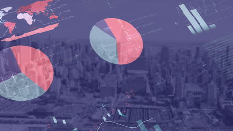 Digital Data Interface Over City Skyline