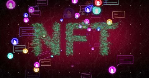 Futuristic NFT Concept with Digital Networking Elements