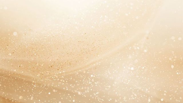 Glowing Gold Dust Drifting Over Pearlescent Bokeh Waves, Sparkle Shimmer Gradient