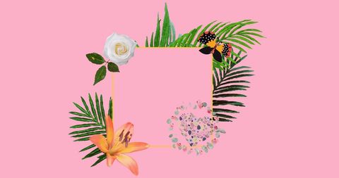 Floral Frame with Moving Flower Heart on Pink Background - Download Free Stock Images Pikwizard.com