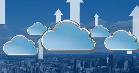 digital cloud concepts overlaying cityscape - Download Free Stock Images Pikwizard.com
