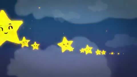 Smiling star leading glowing star trail across dreamy night sky - animated loop