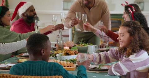 Festive Family Celebrating Holiday with Toast