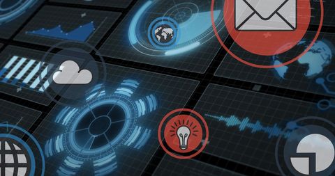 Digital Icons on Interactive Data Processing Interface - Download Free Stock Images Pikwizard.com