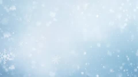 Looping soft snowfall drifting across icy blue bokeh background for winter overlay
