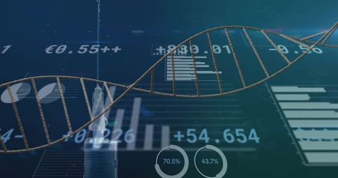 Futuristic dna helix with data integrations for medical advancements