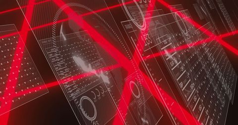 Futuristic digital finance network with red data processing