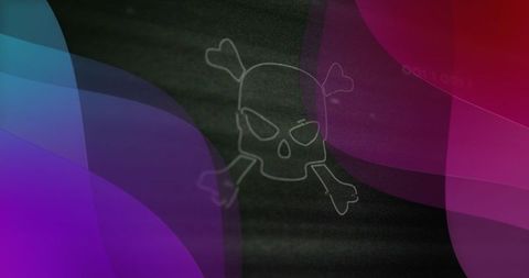 Abstract Digital Interface with Skull Icon Illustrating Cybersecurity Concept
