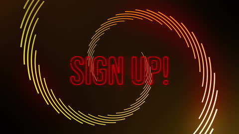 Animated Neon Sign-Up Message with Circular Patterns