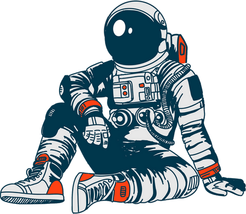 Relaxing Astronaut in Spacesuit on Transparent Background