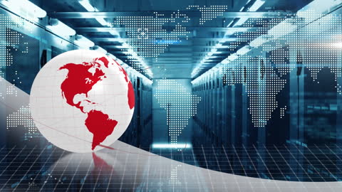 Global Data Network Concept in Modern Server Room