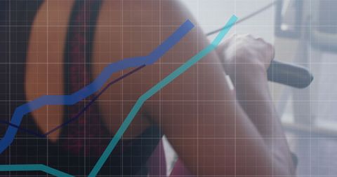 digital interface with fitness graphs and rowing woman - Download Free Stock Images Pikwizard.com