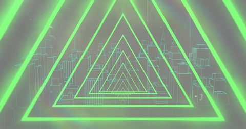 Futuristic Triangles with Digital Cityscape Background