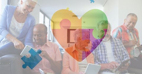 Seniors Engaging with Technology Puzzles for Autism Support