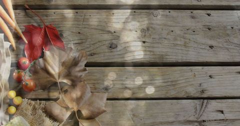 Autumn Harvest Background with Wooden Texture and Leaves - Download Free Stock Images Pikwizard.com