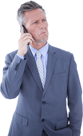 Businessman in Suit Looks Confused in Transparent Phone Call - Download Free Stock Videos Pikwizard.com