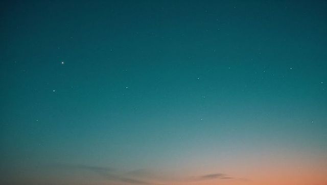 Tranquil Teal to Orange Twilight Sky with Stars