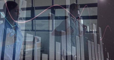 Medical Data Analysis with Female Doctors Running in Background - Download Free Stock Images Pikwizard.com