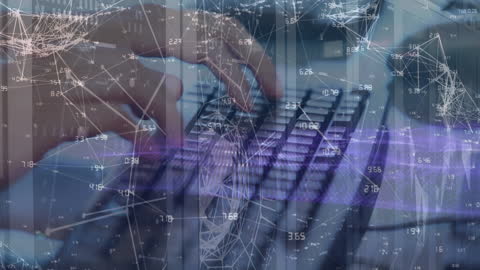 Global Data Flow and Networking Concept with Typing Hands