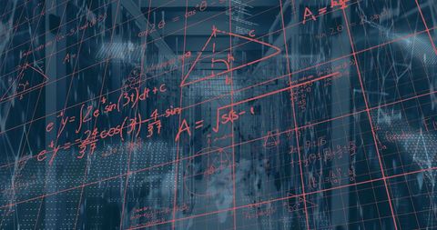Mathematical Formulas and Data Overlaid on High-Tech Server Room - Download Free Stock Images Pikwizard.com