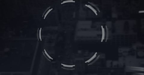 Futuristic Interface Elements Over Cityscape