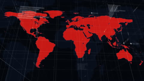 Futuristic Global Networking Map Interface with Grid Overlay