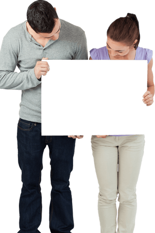couple holding blank transparent sign for versatile advertising - Download Free Stock Videos Pikwizard.com