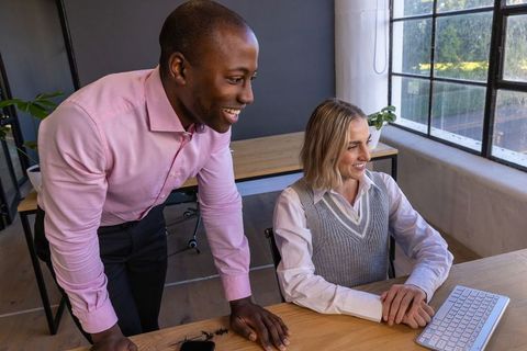 Collaboration in modern office with diverse business professionals