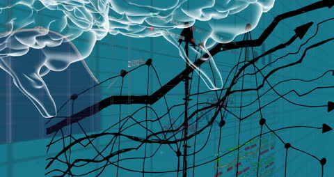 Futuristic Brain and Graph Blend with Data Interface