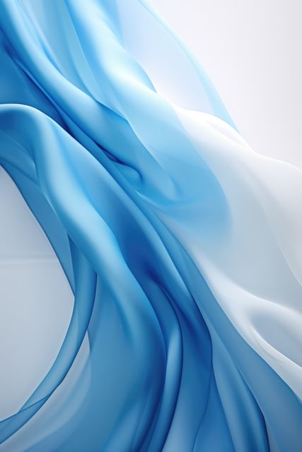 Close up of blue silk material on grey background, created using generative ai technology. Fabric, texture and colour concept digitally generated image.