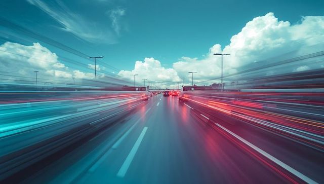 Dynamic Urban Highway with Motion Blur and Light Trails