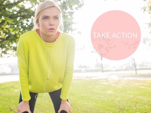 Focused athlete in bright sportswear motivation outdoors