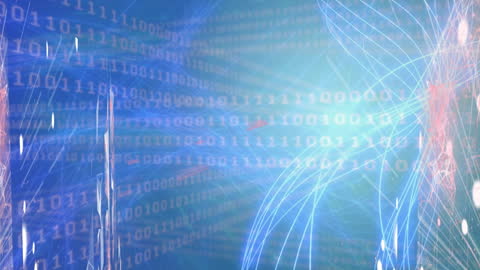 Flowing Binary Code in Futuristic Digital Space Design