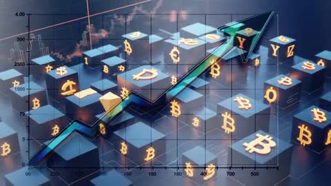 Futuristic Cryptocurrency Growth with Blockchain Arrow