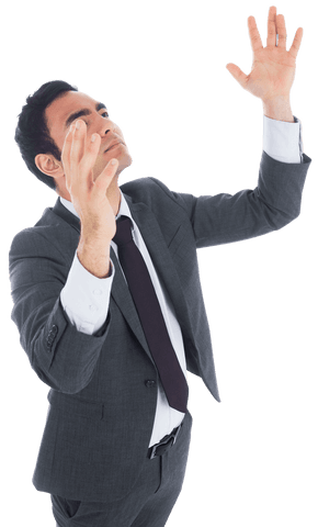 unsmling businessman raising hands transparent background - Download Free Stock Videos Pikwizard.com