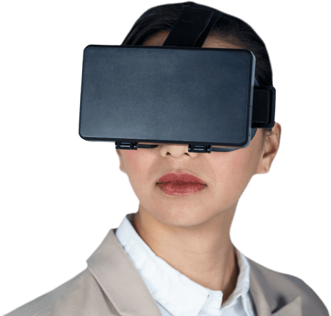 Transparent Businesswoman Wearing Virtual Reality Goggles Close Up - Download Free Stock Videos Pikwizard.com